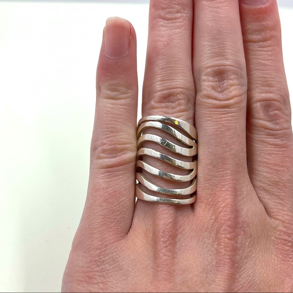 Jewelry - Sterling Silver 925 Stamped Chunky Cut Out Ring